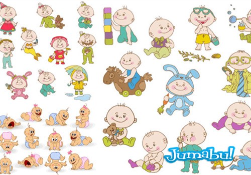 Dibujos de Bebés Jugando en Vectores | Jumabu
